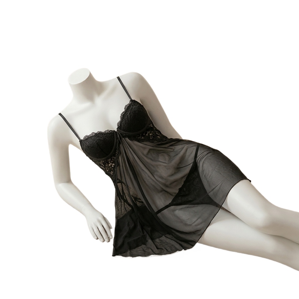 Babydoll Chemise Night - Women Lace Babydoll Lingerie Sheer Mesh