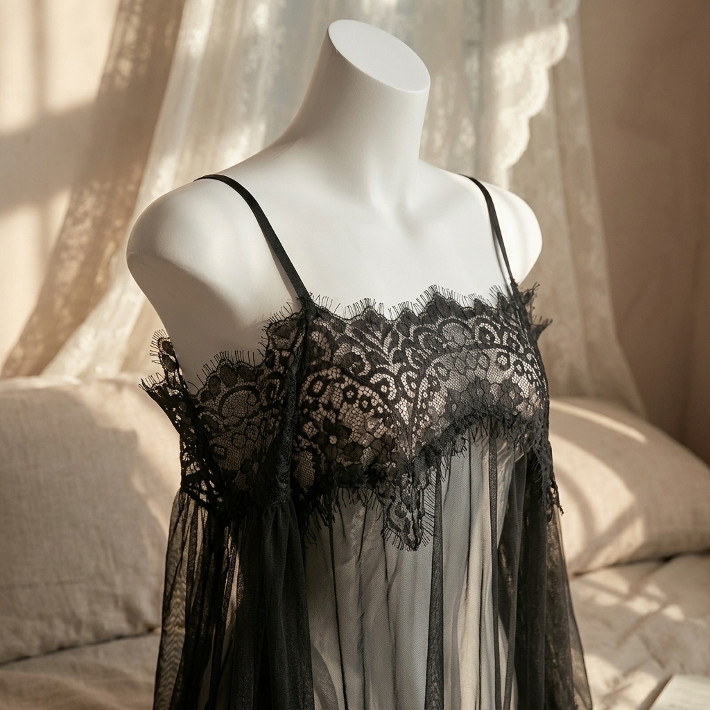 Women's Black Eyelash Lace Bab - Babydoll Chemise Night ulasan dan harga