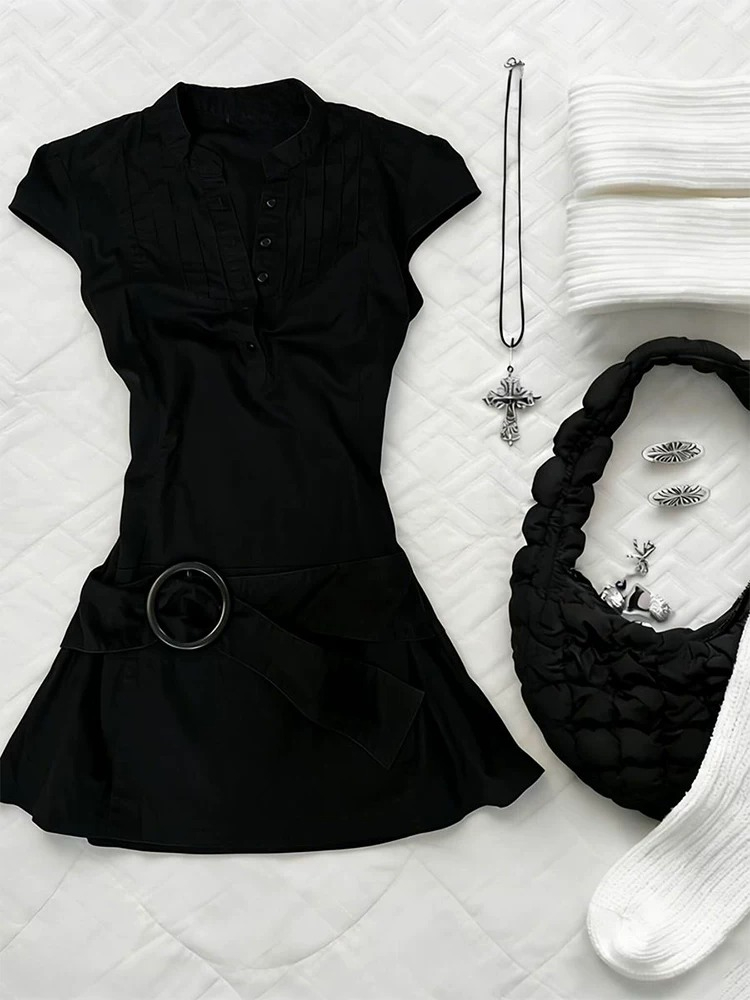 Vintage Style Black Slim Fit P - Corset Waist Cinch ulasan dan harga